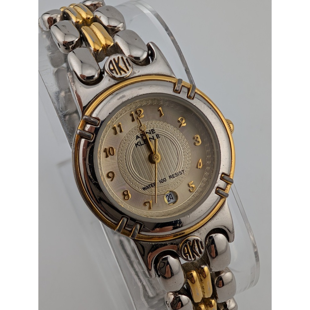 Anne Klein II Watch Women 26mm‎ Case Two Tone 6.25" Band 10/1553 New Battery